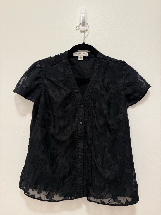 Coldwater Creek Tops - Women’s Black Lace Button Down Top Size Medium Short Sleeve